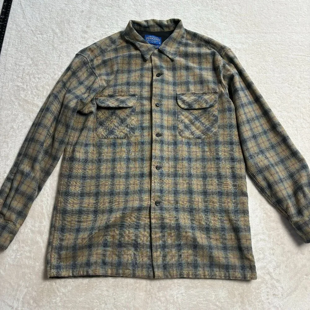 Pendleton Mens Board Shirt Jac Flannel Button Down Size Medium Plaid Long Sleeve - Picture 1 of 16